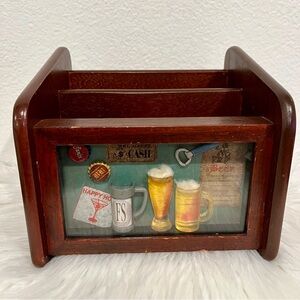 Wooden 3D Sectional Organizer Caddy Box with Bar Theme Window
